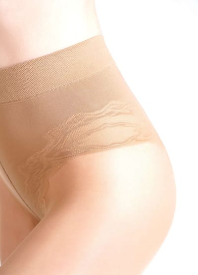 Giulia - Body 40den half-sheer Panty met kanten broekje en ondersteuning van de benen - Beige - M