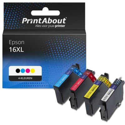 PrintAbout huismerk Inktcartridge 16XL (C13T16364012) 4-kleuren Multipack Hoge capaciteit Geschikt voor Epson