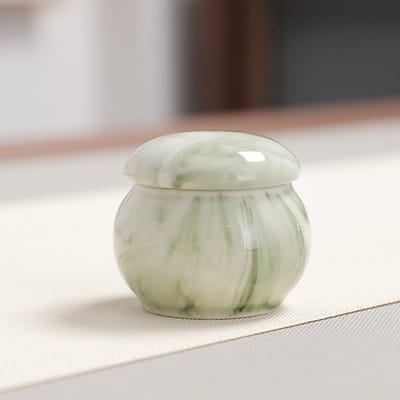 Urn Hond Kat Vogel – Urne – Keramiek – Urnen – Urn Voor Dieren – Urn Hond Overleden – Urn Kat – 45 ML –Groen-witte strepen -Belle's product