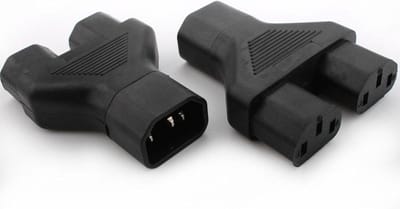 Stekker naar dual bus Y splitter voor computer, projector, printer - Zwart - Veilig en betrouwbaar