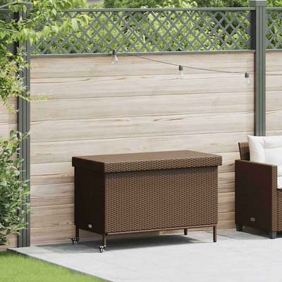 vidaXL - Tuinbox - met - wielen - 110x55x73 - cm - poly - rattan - bruin