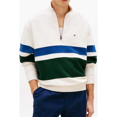 Tommy Hilfiger Country Club Stripe Ivory Petal Größe: S | Pullover Outlet | Herren | Weiß