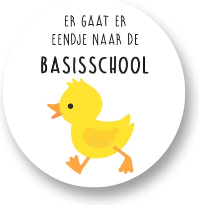 25x Traktatie stickers Afscheid Kleuterschool - sticker start Basisschool - Eendje - Er gaat er eendje naar de Basisschool | Sluitsticker | Kinder Traktatie - Traktatiestickers Pimp Studio