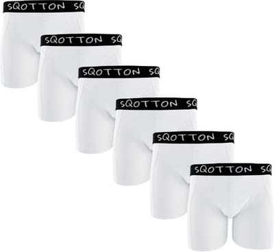 Heren boxershorts - SQOTTON® - 6 stuks - Basic/Wit - Maat XL