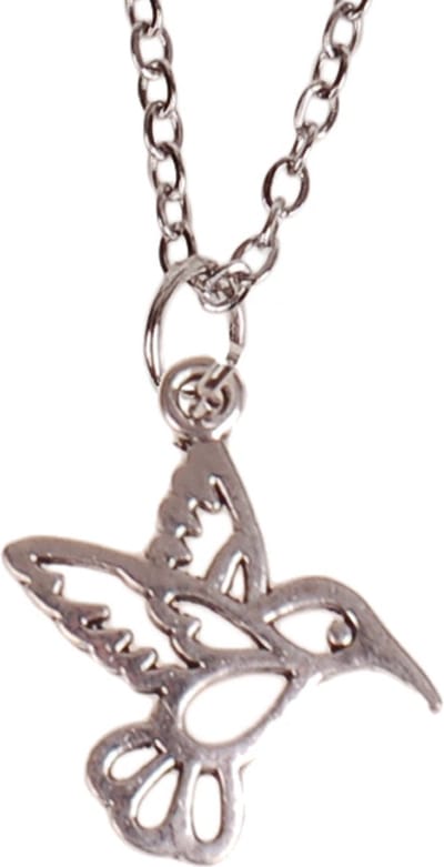 Kinderketting 45cm - Hangertje Kolibrie zilverkleurig 1,8cm
