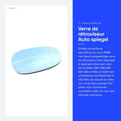 Dailygoods- Buitenspiegel Links/Rechts - Compatibel met B-M-W E82/E88/E90/E91/E92/E93 - Schokbestendig - Roestvrij Staal - Verstelbaar - Blauw/Wit Teint. - Spiegel