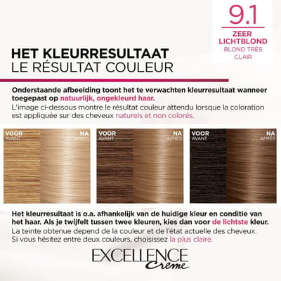 L'Oréal Paris Excellence Creme Permanente Haarverf 9.1 Zeer Licht Asblond - 6 Stuks - Voordeelverpakking