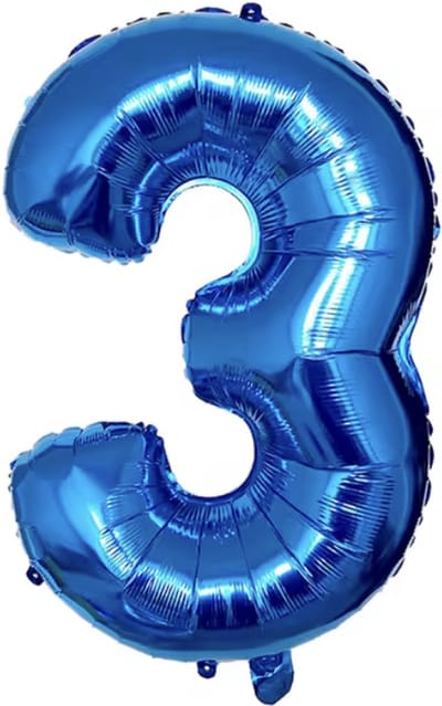 CHPN - Folieballon - 3 jaar - 41CM - Cijferballon - Blauw - Ballon - Feestdecoratie - Derde verjaardag - Party - Verjaardag - 3 - Drie