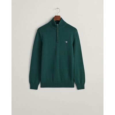 Gant Trui Casual Cotton Half Zip Rib Endings Groen / male