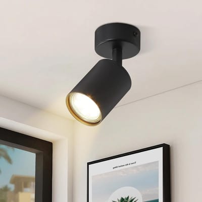 Moderne Zwarte LED Plafondlamp met GU10 Spot, 330° Draaibaar Design voor Woonkamer, Slaapkamer en Keuken, Industrieel Wandspotlicht