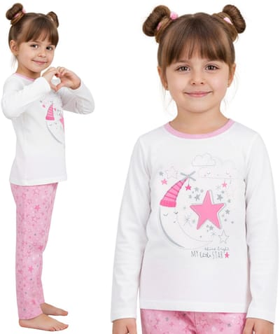Katoenen pyjama voor meisjes met lange mouwen, 100% KATOEN
