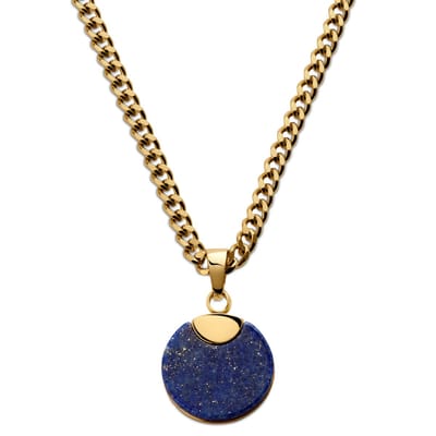 Cruz | Goudkleurige Ketting met Massieve Cirkel van Lapis Lazuli