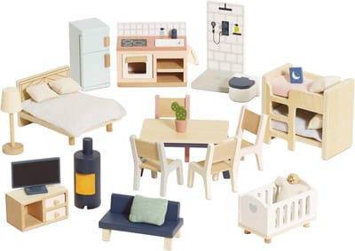 Houten Poppenhuis Meubels - Poppenhuis Accessoires Set - Poppenhuis Inrichten - Deluxe Starterset - Schaal 1:12 - Niet gespecificeerd