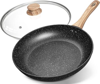 Anti-aanbak 30 cm Koekenpan met Deksel - Stenen Coating, Bakeliet Handvat, Inductie Geschikt