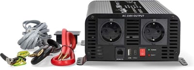 Nedis Power Inverter Pure Sine Wave | Input voltage: 12 V DC Voeding - 1000 Watt - ATX - 80 Plus