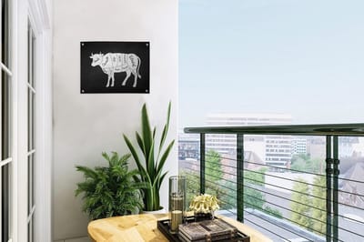 Tuinposter Koeien - Tuindoek Buiten - Decoratie Keuken - UV-bestendig Bisonyl - 40x30 cm - Veelkleurig