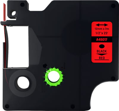 Dymo D1 compatible 45017 (S0720570) tape - Zwart op rood - 12 mm x 7 m - Lettertape
