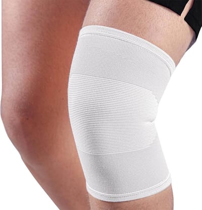Mövibrace - Kniebrace - Kniebandage - 4-Way Stretch - Unisex - Wit - Past Links En Rechts - Maat L