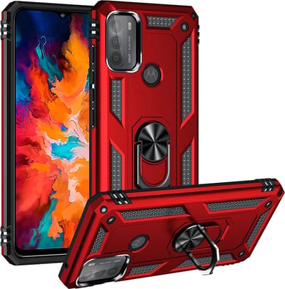 Geschikt voor Motorola G71 5G Ring Hoesje Armor Anti-shock Backcover Rood - Geschikt voor Motorola G71 5G Geschikt voor Motorola G71 5G Backcover kickstand Ring houder cover TPU backcover oTronica