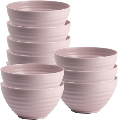 Plasticforte Soepkommen - 10x - D15 x H8 cm - oud roze - kunststof - onbreekbaar - servies