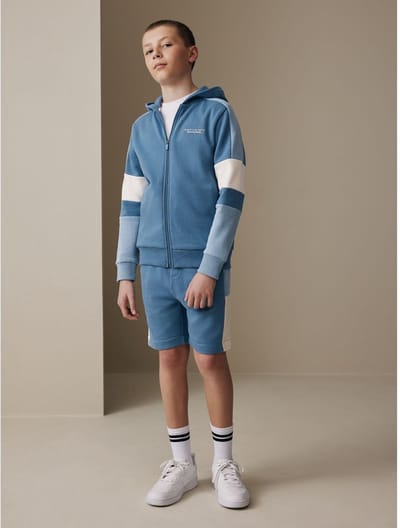 Next - Jongens - Colourblock Hoodie met doorlopende rits set - Blauw