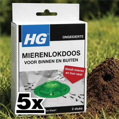 5 x HG X Mierenlokdoos 2 stuks per verpakking - Grootverpakking - Mieren Bestrijding - Mieren Lokdoos - Mieren Nest - Mierenwering - Mierenplaag
