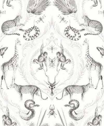 Bazaar - Dieren - Behang - Muurdecoratie - Wallpaper - Klassiek - Vliesbehang - Wit - 0,53 x 10 M.