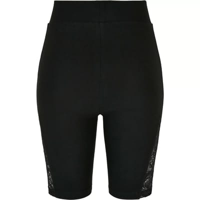 Urban Classics - High Waist Lace Inset Korte cycle broek - XS - Zwart