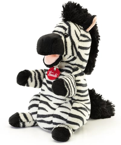 Trudi - Puppets Handpop Zebra 29 cm - Handgemaakt in Italie - Zacht pluche - Knuffeldier voor jongens en meisjes - Zwart Wit - 17x29x18 cm maat S