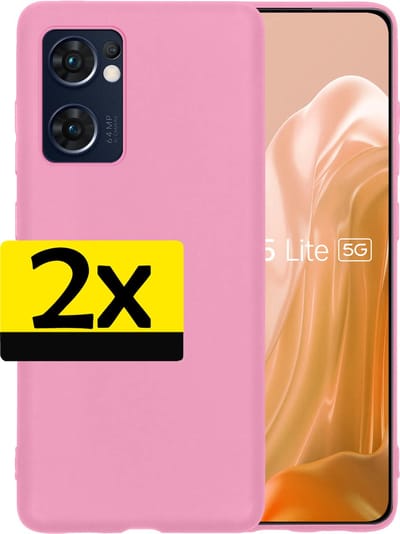 Hoesje - 2 Stuks - Geschikt voor OPPO Find X5 Lite - Sterk & Shockproof - Case Siliconen - Back Cover - Telefoon Hoes - Telefoonhoesjes - Lichtroze