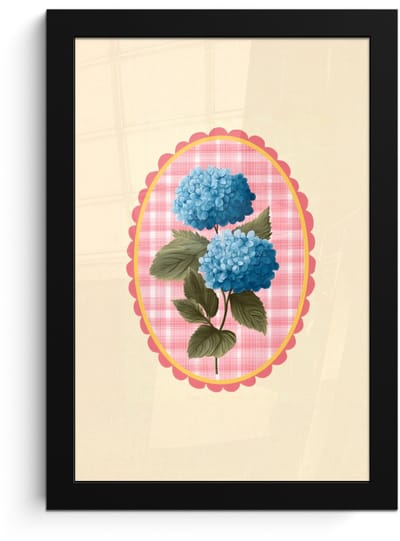 Poster in lijst - Fotolijst 20x30 cm - Posters - Bloemen - Blauw - Lijst - Bladeren - Posterlijst zwart - Decoratie - Wanddecoratie woonkamer - Muurdecoratie slaapkamer