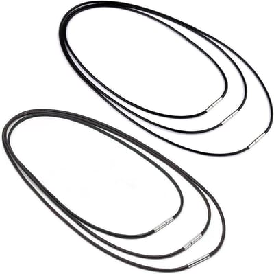 Zesdelige leren band voor kettingen, leren halsband voor mannen en vrouwen, gevlochten leren ketting met sluiting, 1.5/3 mm faux leren riem in zwart