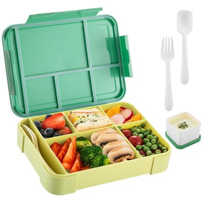 1330ML Kinder Lunchbox Met Bestek Saus Draagbaar Verdeeld Oven Bento Box Lekdichte Voedselcontainer Voor terug naar school keuken 5&Other&1 blue