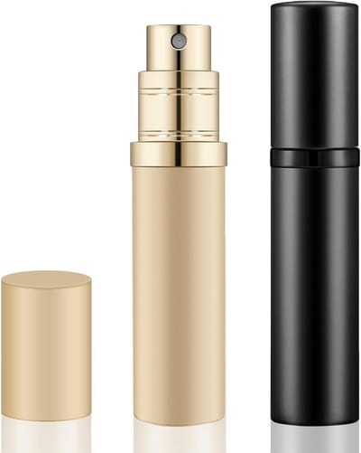 Reisverstuiver 5ml - Navulbare Mini Spray Fles voor Parfum - Handige Verpakking voor Op Reis en in Handtas (Zwart en Goud)