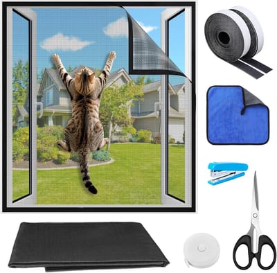 Klamboe voor ramen, kattennet, kattenraam, zonder gaten, verstelbaar, voor ramen, houdt insecten en vliegen voor ramen, dakraam, 100 x 130 cm
