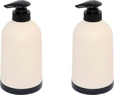 Concorde - Zeeppompje/zeepdispenser - 2x stuks - kunststof beige/zwart 8 x 15 cm