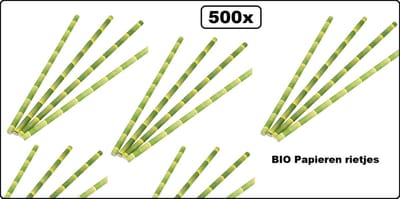 500x BIO Papieren Palm rietjes 6mm x 200mm next generation - Rietje milkshake limonade drinken sinas cola fanta cassis fruit
