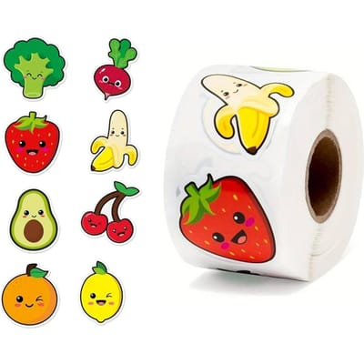 500 Stuks Rol Groente Cartoon Fruit Stickers Decoratieve Cadeaubox Sticker Label Kantoorartikel Sticker red