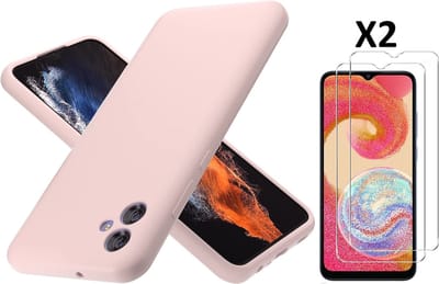 Hoesje Geschikt Voor Samsung Galaxy A04E Hoesje siliconen Pink Sand zacht siliconen hoesje TPU backcover - Met Screenprotector - 2 stuks