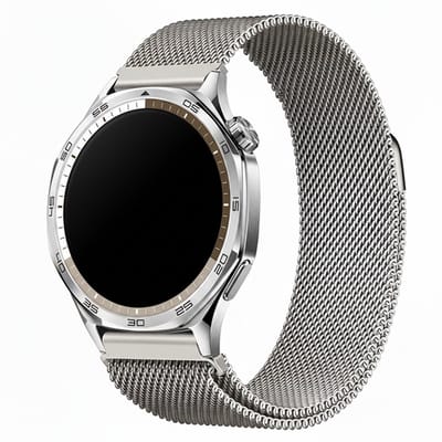 Milanees bandje - geschikt voor Garmin Vivoactive 4 / Venu 4 (45mm) / Venu 3 / 2 / Forerunner 255 / Forerunner 265 / 570 (47mm) en Polar Vantage M / M2 / V3 / Grit X (Pro) - Milanese - starlight