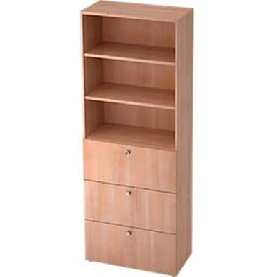 Combinatiekast TOPAS LINE, 6 dossierhoogtes, legbord en hangmappensysteem, decor notenhout/Notenhout decor