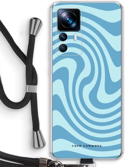 Case Company® - Hoesje met koord geschikt voor Xiaomi 12T hoesje met Koord - Swirl Blauw - Telefoonhoesje met Zwart Koord - Bescherming aan alle Kanten en Over de Schermrand