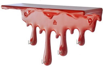 Antartidee - kapstok - schilder - surrealistisch - beschilderde rode plank - verfdruppels - Italiaans - Design