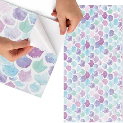 Tulup Meubelfolie - Aquarel schubben Meubelfolie - 75x150 cm - Paars Meubelfolie - Decoratiefolie - Waterverf Meubelfolie - Meubel Wrap Folie - Woonkamer decoratie - Achtergronden en patronen