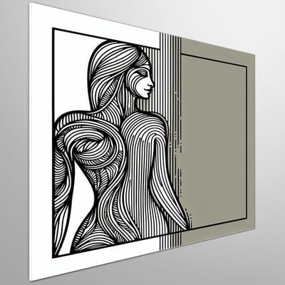 Line art vrouw schilderij | Vrouwelijke finesse in haar strakste lijnen gevangen als kunstwerk | Kunst - 100x100 centimeter op Dibond | Foto op Dibond