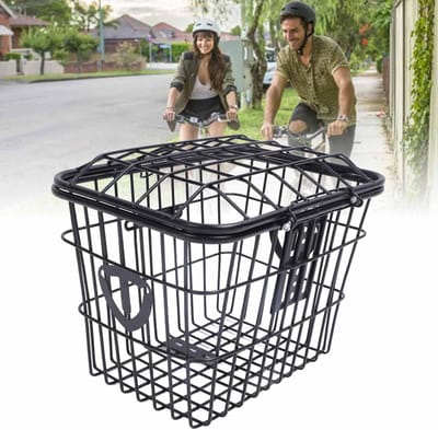 Fietsmand Metaal - Opbergmand - Woon-werkverkeer - Grote capaciteit - 38 x 31 x 30 cm - Zwart