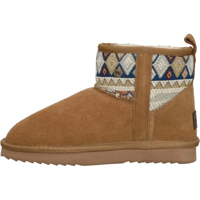 Warmbat Wallaby-Print Enkellaarsjes Plat - Cognac - Maat 37
