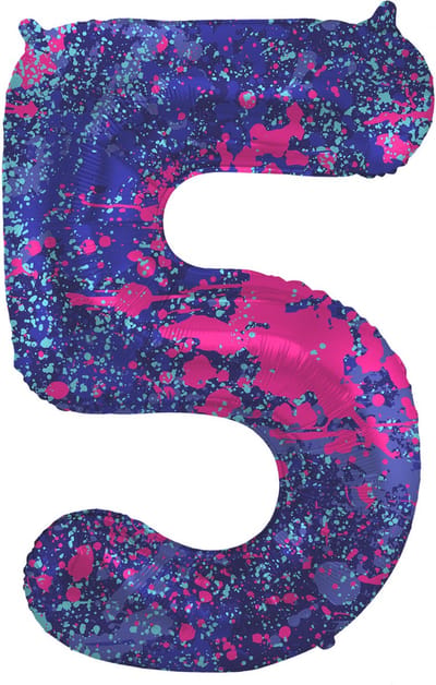 Folat - Folieballon Cijfer 5 Paint Splash - 86 cm