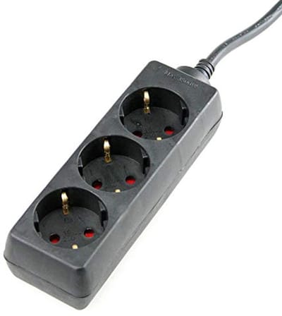 3-Weg Stopcontactstrip met 3 meter Kabel - IP20 - 230V/16A - Zwart