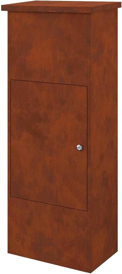 Pakketbox Buiten - Brievenbus Pakketten - Veilig Pakket Ontvangen - Waterbestendig Cortenstaal - 44.5 x 29 x 110.5 cm - Roestbruin